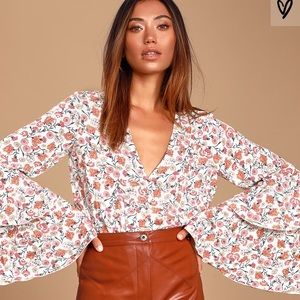 Free People flare long sleeve bodysuit